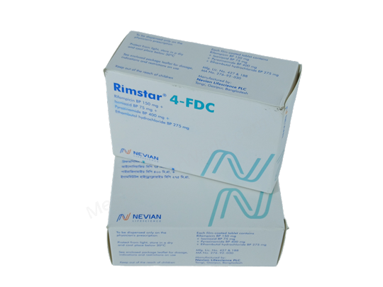 Rimstar 4-FDC- 通用的 Ethambutol + Isoniazid + Pyrazinamide + Rifampicin- Nevian Lifescience Pharma