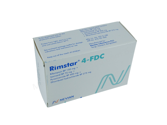 Rimstar 4-FDC- 通用的 Ethambutol + Isoniazid + Pyrazinamide + Rifampicin- Nevian Lifescience Pharma